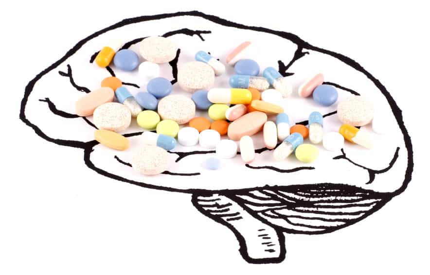 Healthy Brain Pills on white background