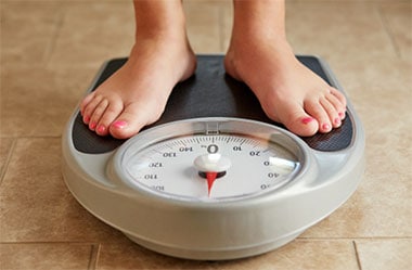 Person on a weighing scale